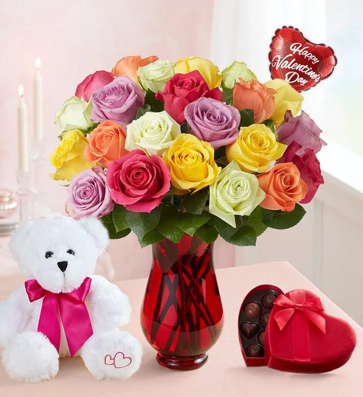Two Dozen Assorted Roses for Romance