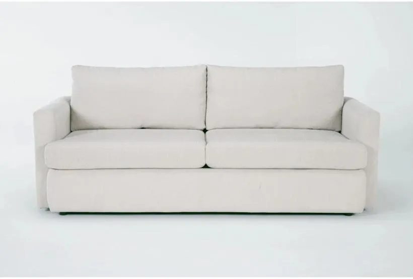 Basil Porcelain White Fabric 85" Sofa | Track Arms | Loose Reversible Back