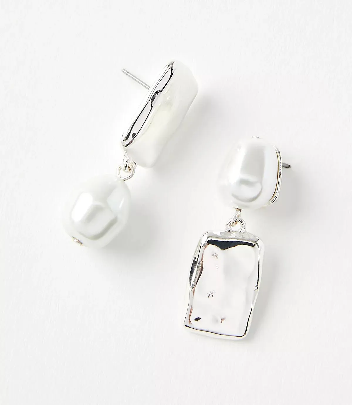 Pearlized Asymmetrical Drop Earrings