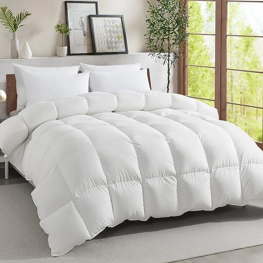 JEAREY Duvet White Solid Reversible King Comforter Microfiber with ( Down Fill )