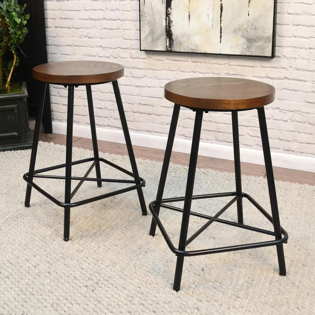 Farmhouse Counter Stools, Set of 2