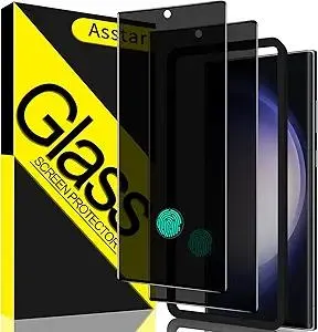 Asstar [2 Pack Samsung Galaxy S23 Ultra Privacy Screen Protector,Support Fingerprint Unlock Screen Protector,9H Tempered Glass Film Screen Protector