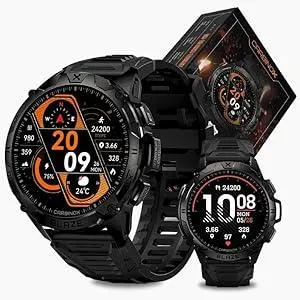 CARBINOX Blaze Smart Watch with GPS (Sport Mode), Rugged Fitness Tracker Waterproof IP69K, Compatible with Android and iOS, 170+ Sports Modes, Gorilla Glass Screen, Make/Receive Calls (Round)