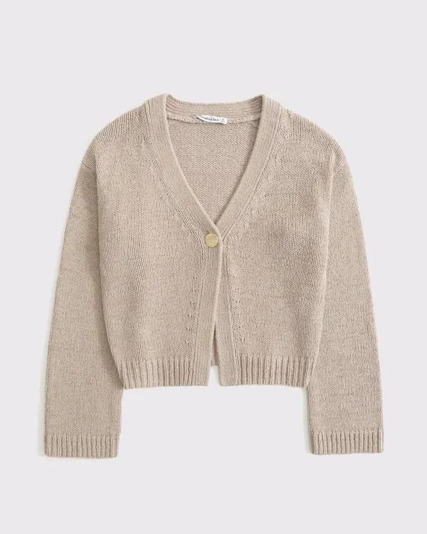 Textural 1-Button Cardigan