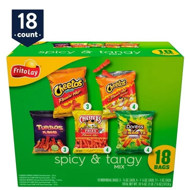 Frito-Lay Spicy & Tangy Mix Variety Pack,18.125 oz, 18 Count Bags