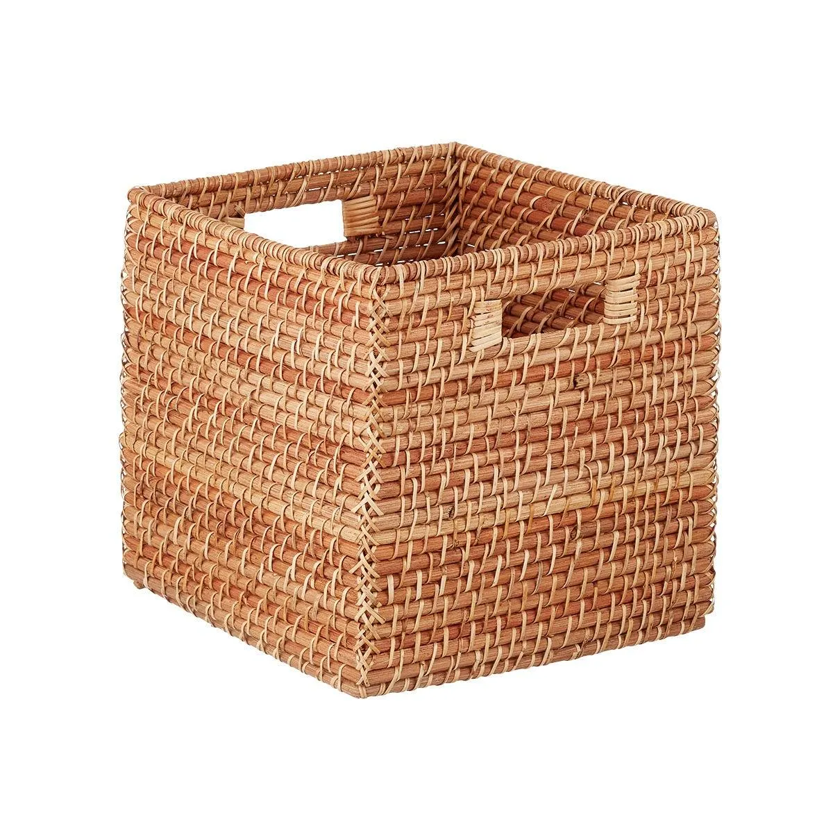 Large Rattan Cube w/ Handles Natural