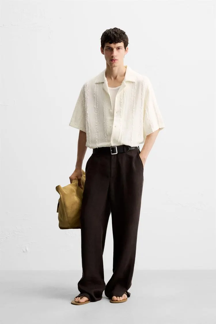 JACQUARD FRAYED SHIRT