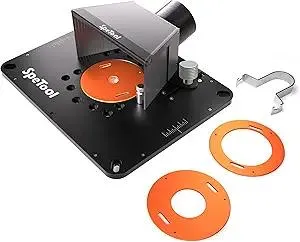 SpeTool Precision Aluminium Router Table Insert Plate Fit Multiple Routers with Dust Collection Router Table Top, 9-1/4"×11-3/4" Standard Size