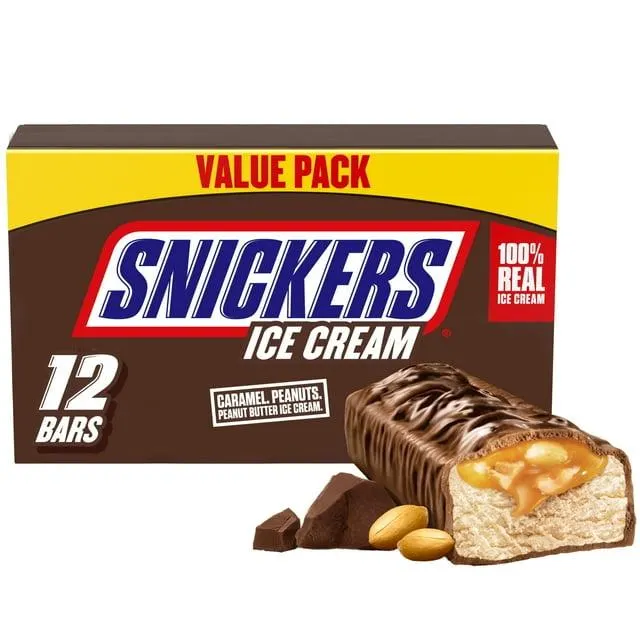 Snickers Creamy Peanut Butter Ice Cream Bars, 24 fl oz, 12 Pack