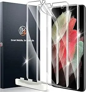 LK 3 Pack Screen Protector for Samsung Galaxy S21 Ultra, Self-Healing TPU Film, Anti-Scratch, No Bubble, Touch Sensitive, Support In-Display Fingerprint Scanner, Alignment Tool Included