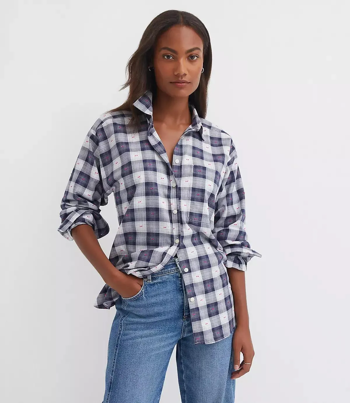 Clip Plaid Everyday Oversized Pocket Shirt