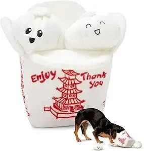 Barkbox Dog Toy 2 in 1 Interactive, Plush Exterior Material & Squeaker, Tearable Dog Toy with Squeaky Ball Inside, Ideal for Toy Destroyers - Andi's Dumpling, Small
