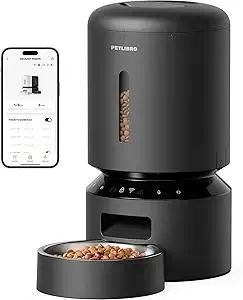 PETLIBRO Automatic Cat Feeder, 5G WiFi Automatic Dog Feeder with Freshness Preservation, 5L Timed Cat Feeder with Low Food Sensor, Up to 10 Meals Per Day, Granary Pet Feeder for Cats, Black