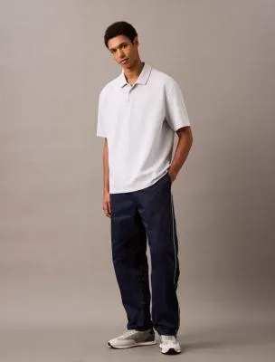 Textured Flat Rib Relaxed Polo Shirt