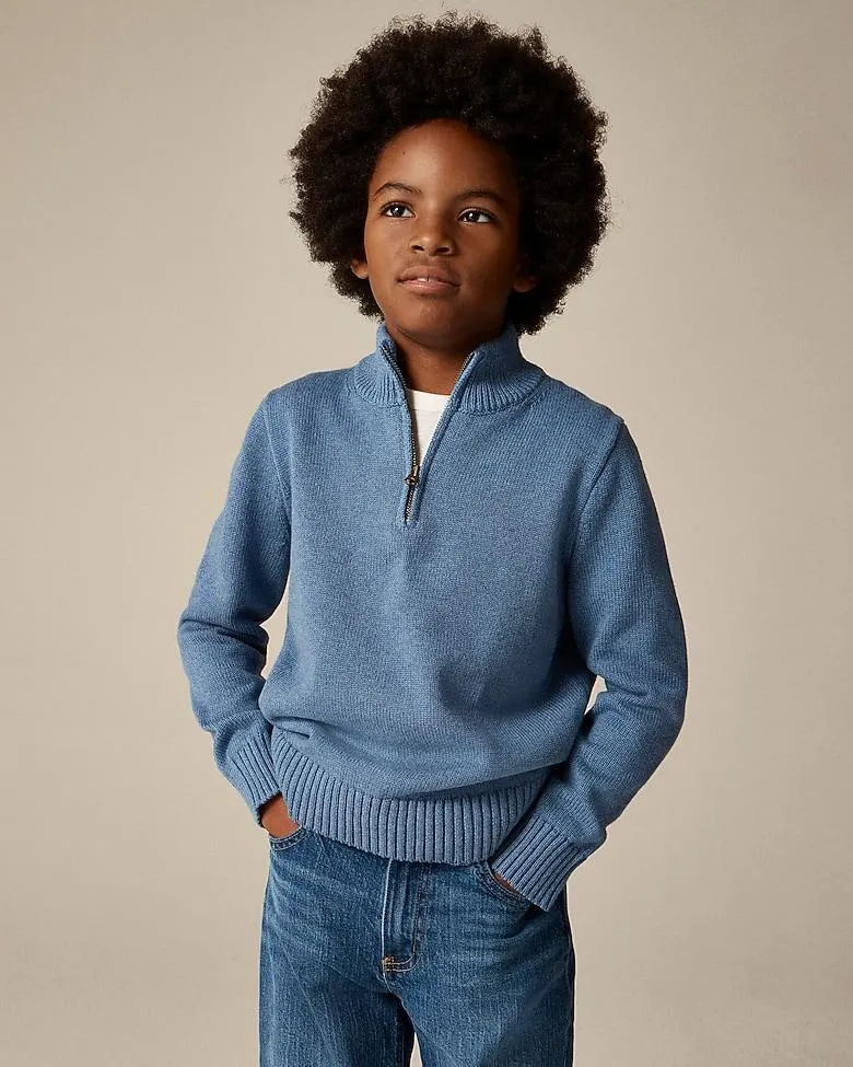 Kids' heritage cotton quarter-zip sweater