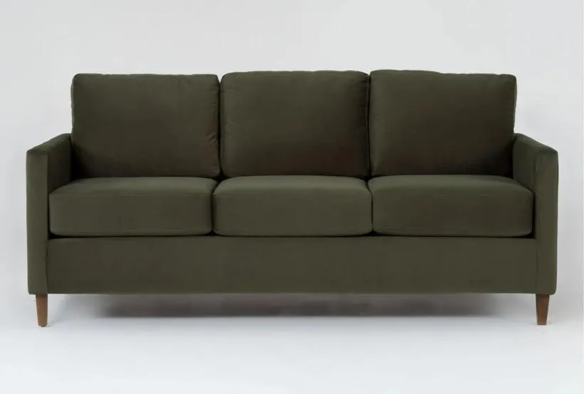 Santana Olive Green Velvet Fabric 78" Sofa