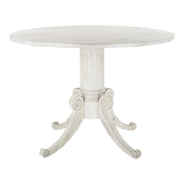 Round Drop Leaf Dining Table in Antique White