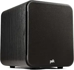 Polk Audio Signature Elite ES8 Subwoofer (Black), 8" Long-Throw Woofer with Mineral-Filled Polymer Cone, 100W Class D Amplifier, Front Firing Home Subwoofer, Time-Smart Phase Control
