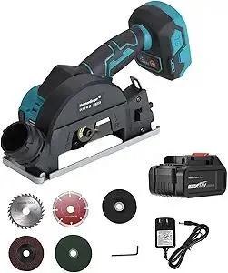 Heimerdinger 4-Inch 2-in-1 Cordless Mini Circular Saw & Angle Grinder - Brushless Motor, 3 Speeds, 4000mAh Battery, Compatible with Makita 18V - DIY Power Tool for Wood & Metal