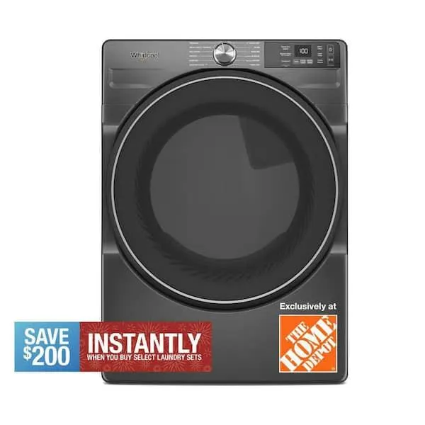 7.4 cu. ft. vented Front Load Electric Dryer in Volcano Black with Wrinkle Shield Option