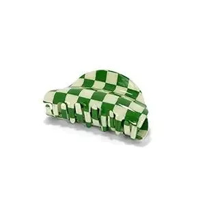 Two Oh One Checkered Hair Clip Claw Acrylic Strong Hold Women's Accessory for all Hair Type, Green