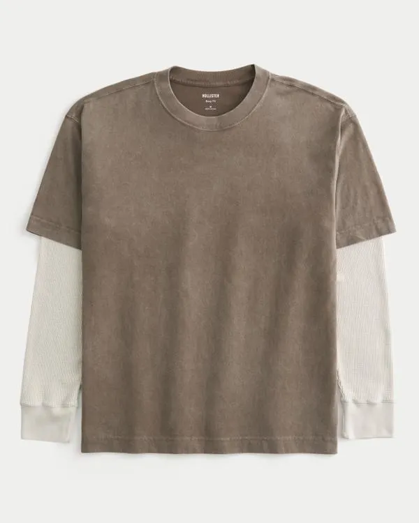 Layered 2-in-1 Long-Sleeve Crew T-Shirt