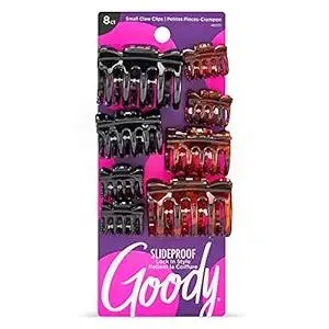Goody SlideProof Classics Claw Clips, 8 Ct, Assorted Sizes & Colors, Lock in Style with Secure Grip, Chic Hair Accessories for Women & Men, For All Occasions & All Hair Types