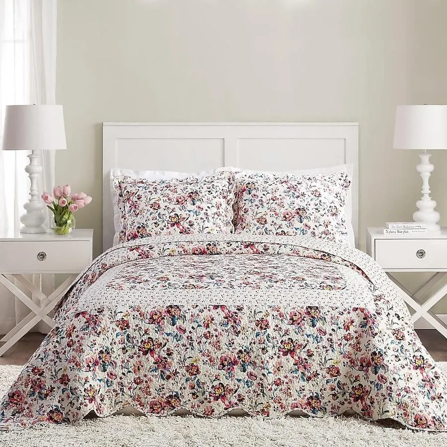 Vera Bradley Indiana Rose Multiple colors/finishes Floral Reversible King Bedspread Cotton with ( Cotton Fill )
