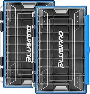 PLUSINNO Tackle Box Organizer, 1/2 Packs Waterproof Tackle Trays, Fishing Tackle Box with Removable Dividers, Fishing Box Tackle Trays and Terminal Tackle Storage