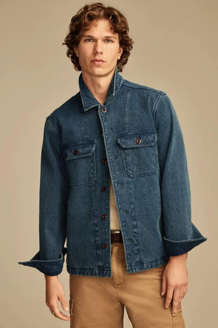 indigo basket weave jacket