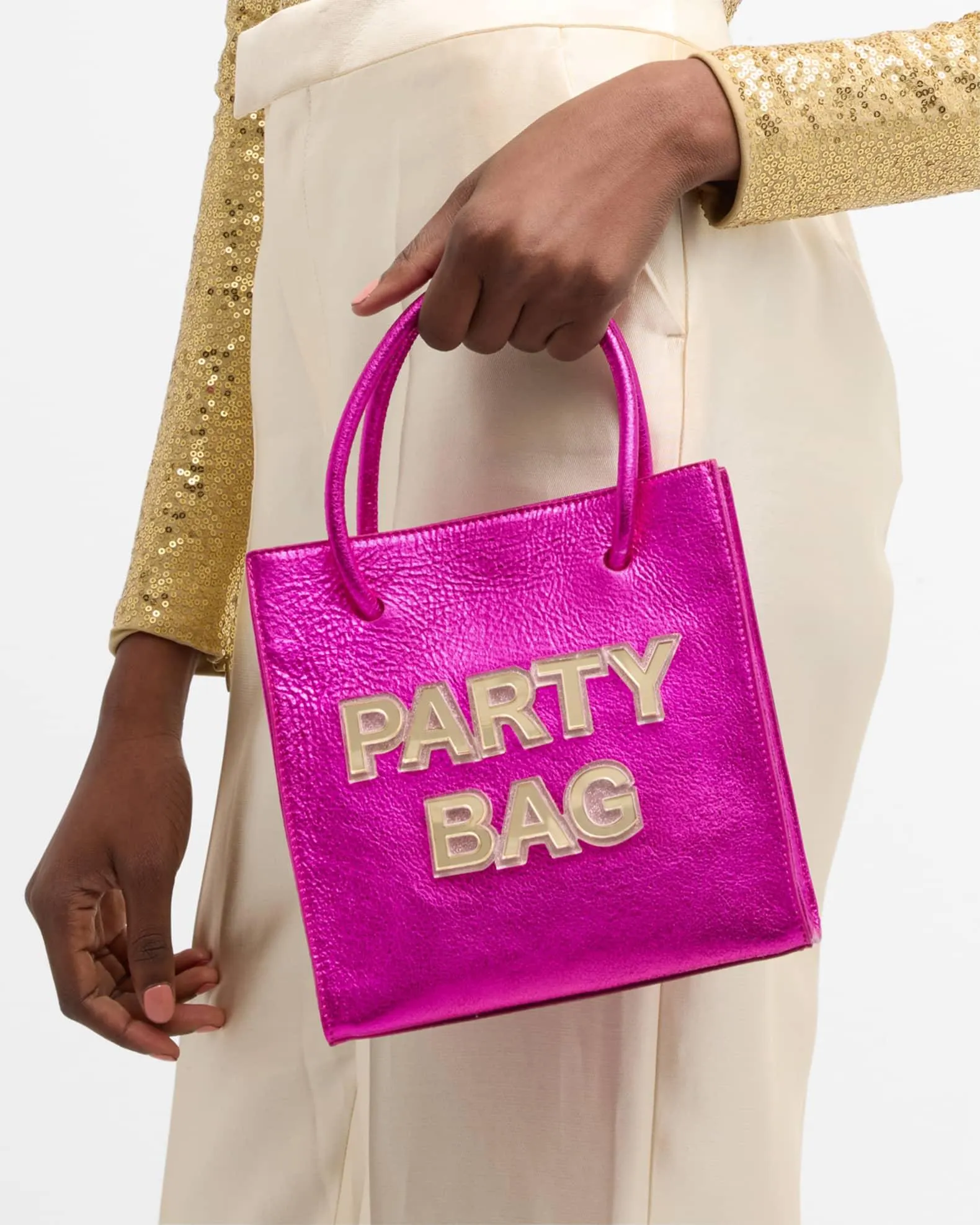Mini Party Metallic Leather Tote Bag