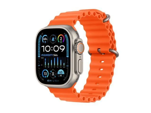 Apple Watch Ultra 2 [GPS + Cellular 49mm] Smartwatch with Rugged Titanium Case & Orange Ocean Band. Fitness Tracker, Precision GPS, Action Button, Extra-Long Battery Life, Bright Retina Display