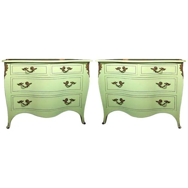 1960s Vintage Chartreuse Commodes- a Pair