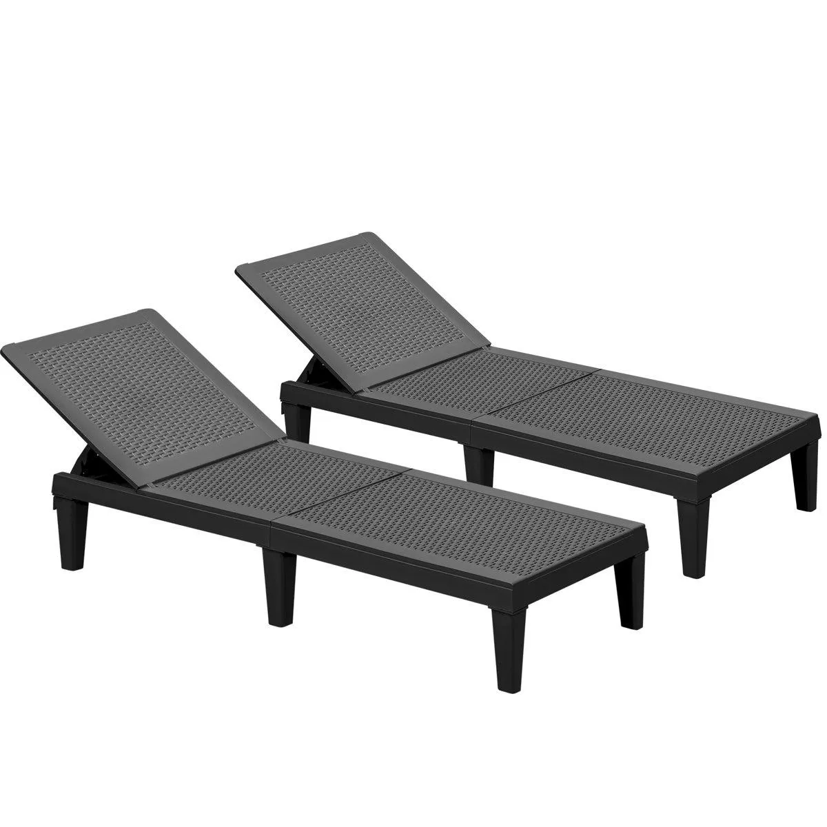 2-Pieces Outdoor Chaise Lounge Chairs with Adjustable Backrest (Set of 2)