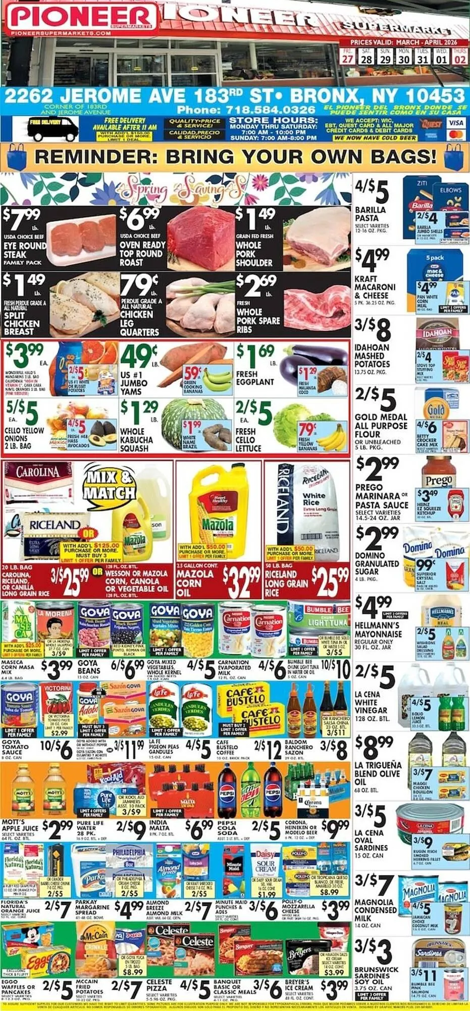Weekly promotion Pioneer Supermarkets weekly ad spanning from March 27 to April 2 2026 - Page 1 for Catalogue 365