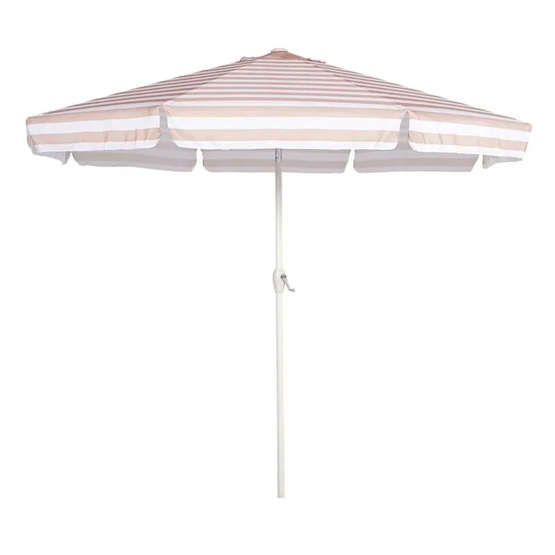 Premium Pink Awning Stripe Round Outdoor Patio Umbrella, 9'