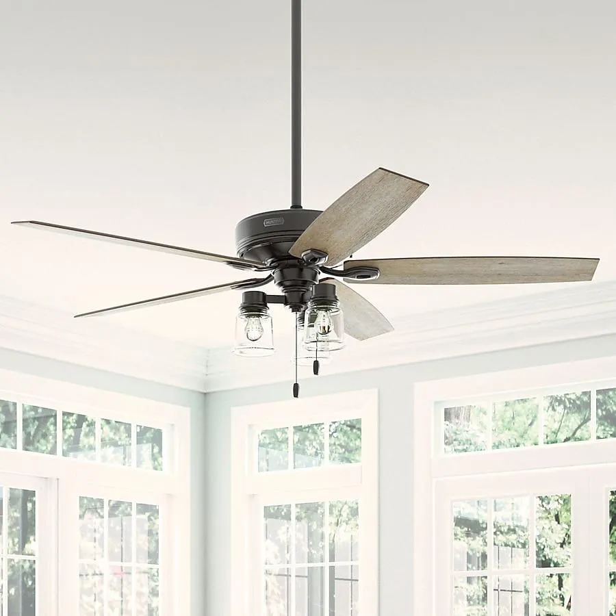 Hunter Bristlecone 60-in Noble Bronze with Barnwood Blades Ceiling Fan With Light ( 5 -Blade )