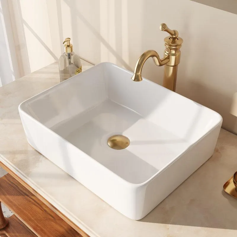 White DeerValley Ally 19" x 15" Vitreous China Rectangular Bathroom Sink Vessel Sink (Part number: DV-1V031)