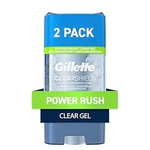 Gillette Antiperspirant and Deodorant for Men, 72hr Sweat & Odor Protection, Long Lasting Freshness, Anti-White Mark Technology, Clear Gel, Power Rush Scent, 3.8 oz (Pack of 2)