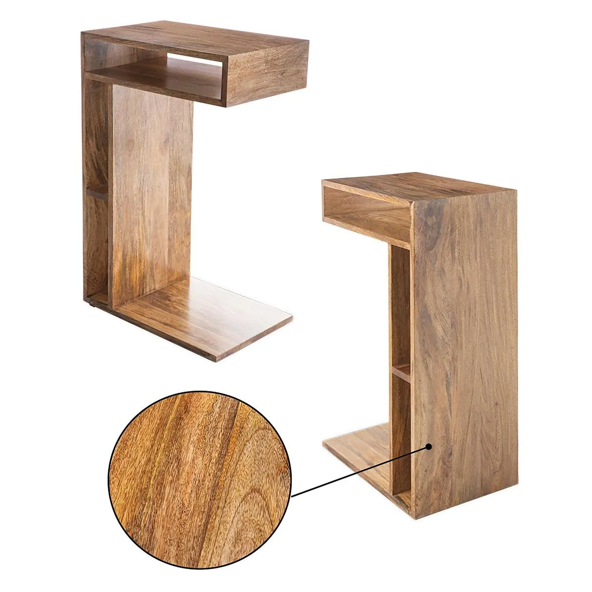 Mango Wood Sofa Slider End Table