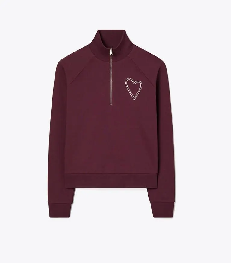 PICK STITCH HEART FRENCH TERRY SWEATSHIRT