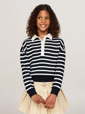 Kids' Stripe Polo Sweatshirt