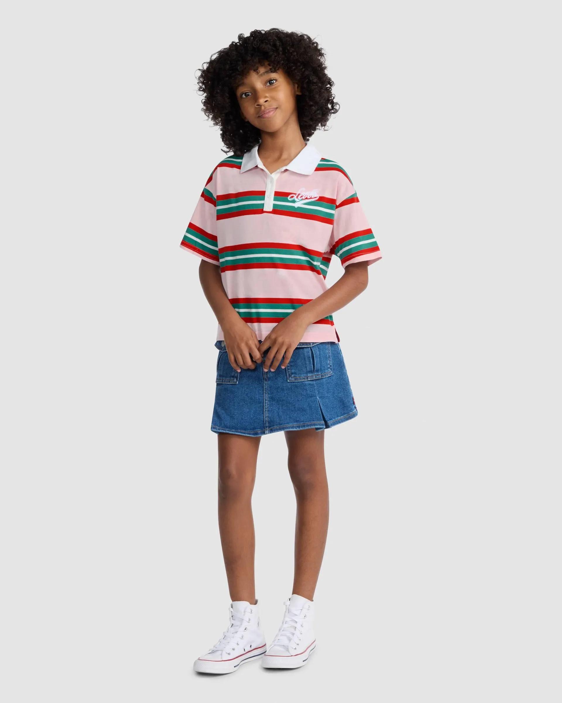 Polo Knit Top Big Girls S-xl