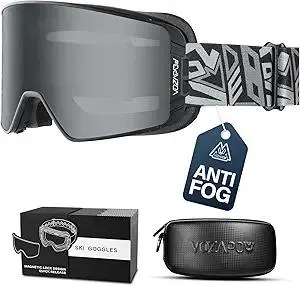 Ski Goggles Over Glasses Anti-Fog, Snowboard Goggles for Men Women 100% UV Protection Magnetic Interchangeable lens