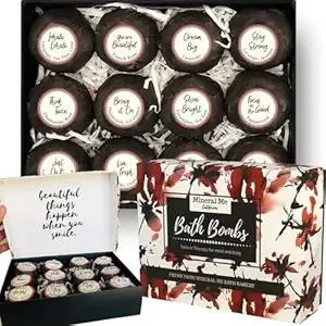 Bath Bombs for Women Relaxing with Inspirational Messages, 12 Natural and Organic Bath Bombs with Essential Oils & Skin Moisturizing Shea Butter. Birthday Gift, Appreciation Gift for Wife Girlfriend
