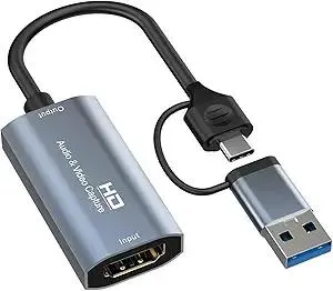 HDMI Capture Card,USB C Video Capture Device,4K USB to HDMI Capture Card for Live Streaming Gaming Recording Teaching Meeting Work with OBS Studio PotPlayer QuickTime Player (4K in 1080P Out)