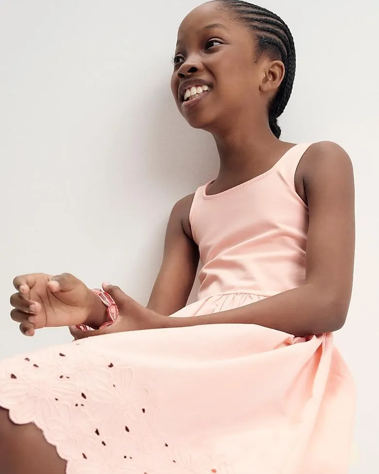 Girls' eyelet-trim mixy dress