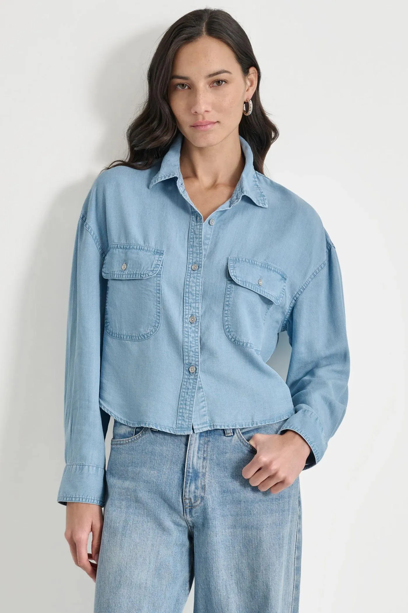 CROPPED BUTTON FRONT SHIRT