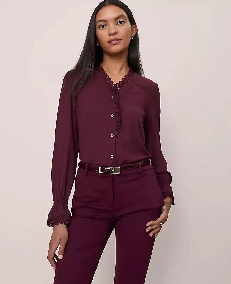 Lace Ruffle Trim Blouse