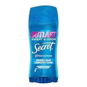 Secret Outlast Antiperspirant Deodorant for Women, 72hr Sweat & Odor Protection, PH Balancing Minerals, Invisible Solid, Completely Clean Scent, 2.6 oz